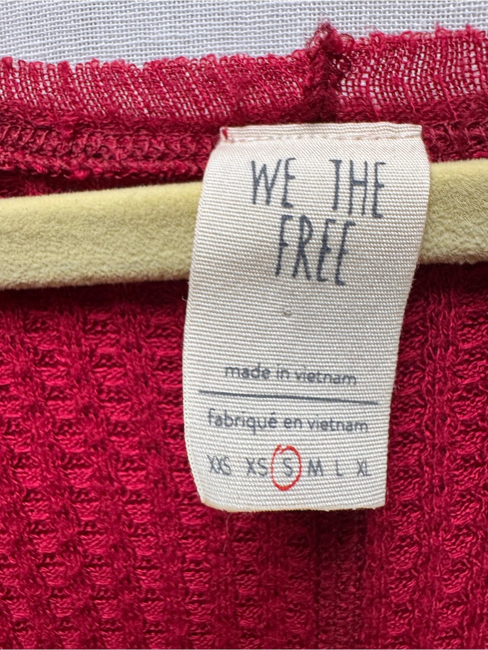 We The Free Deep Red Waffle-Knit Crew Sweater